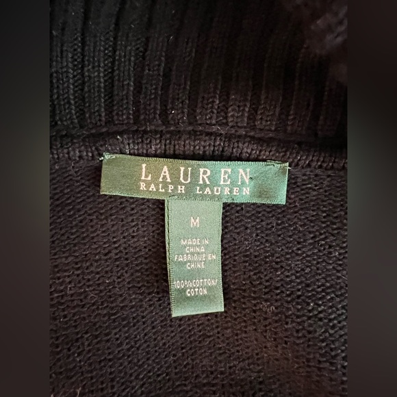 Ralph Lauren Womens Cardigan Sweater Medium Black Gold Button Cotton Sz M Preppy - Picture 5 of 5